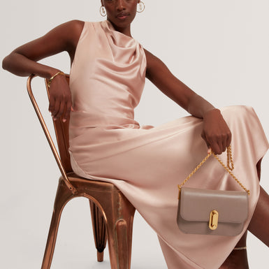 LIIMAA: Drape Neck Midi Dress