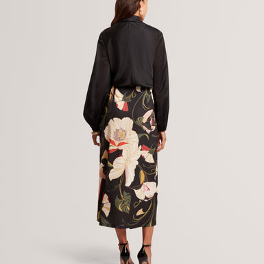 ORTUGA: Neck Tie Printed Long Sleeve Top