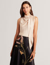 CHADDA: Sleeveless Neck Tie Top