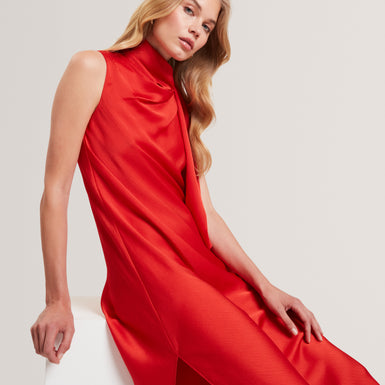 GOANA: Sleeveless Neck Tie Midi Dress