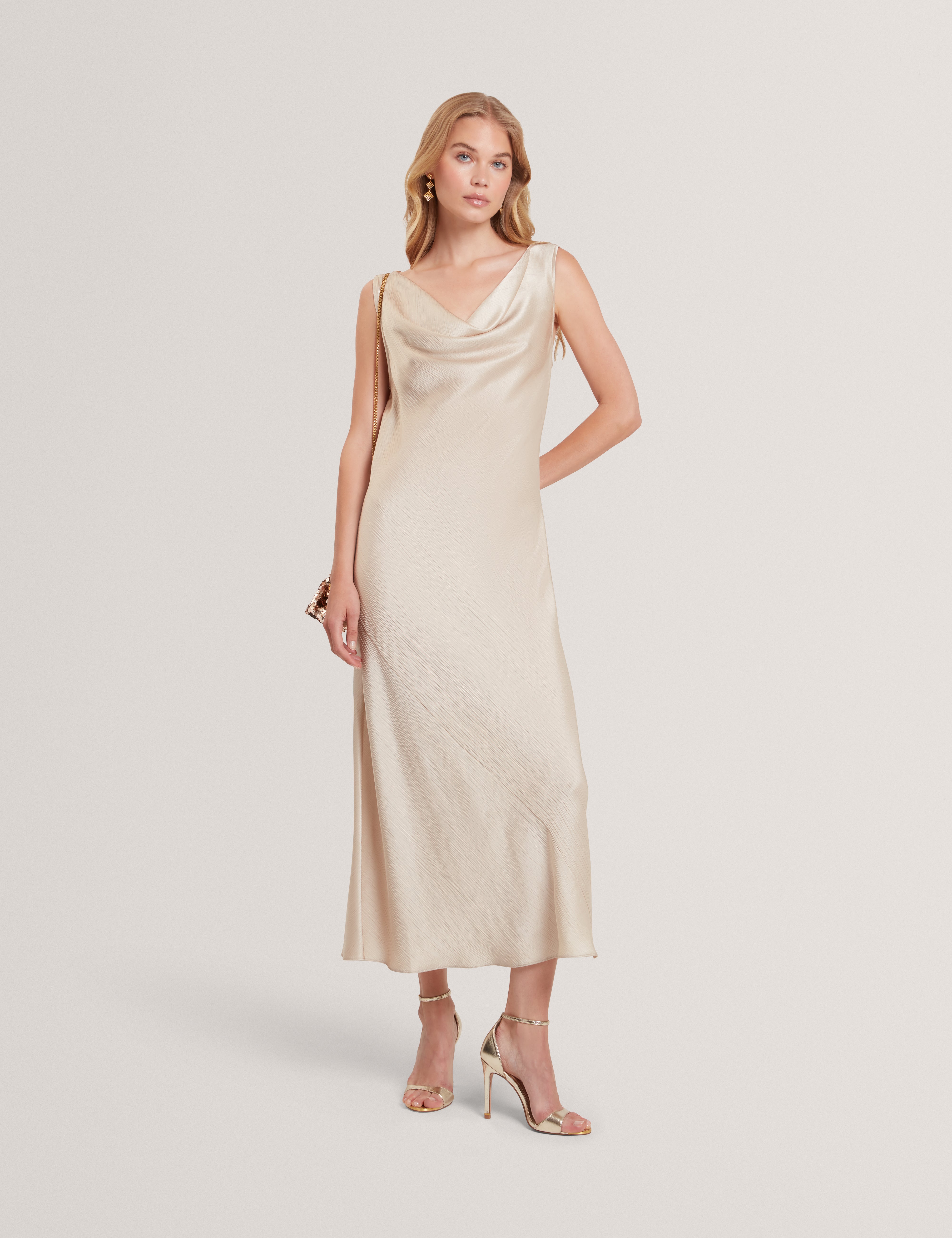 MIINTA: Cowl Neck Midi Dress
