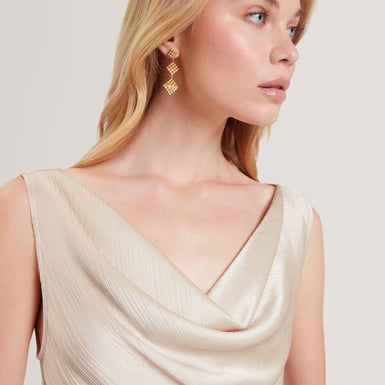 MIINTA: Cowl Neck Midi Dress