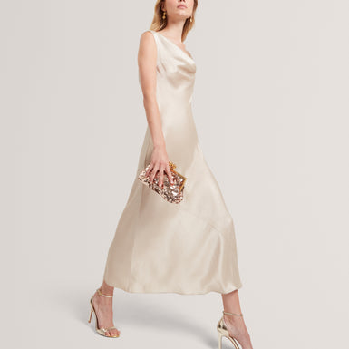 MIINTA: Cowl Neck Midi Dress