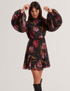 ENDRINA: Long Sleeve Printed Midi Dress