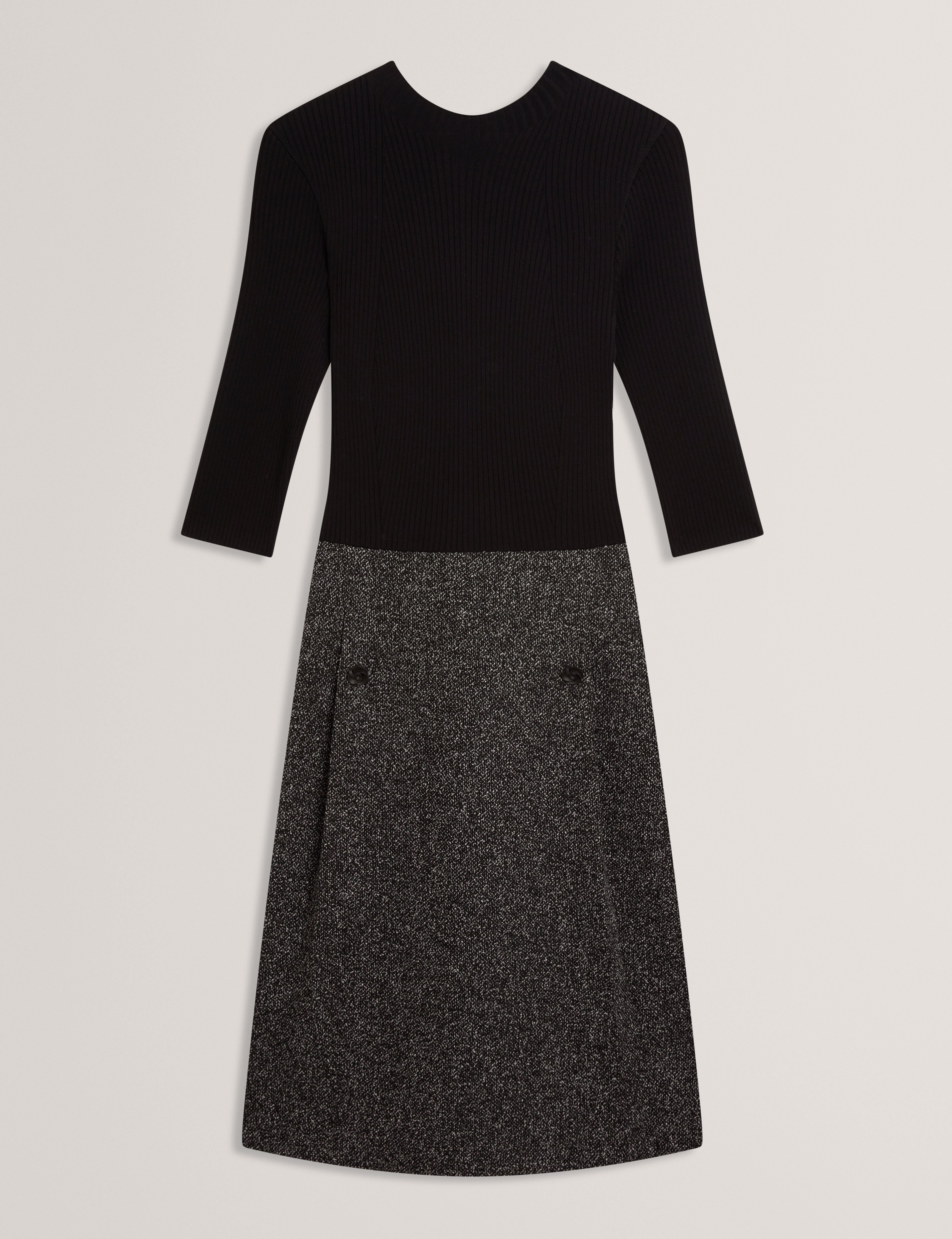EKAAD: Tailored Boucle Dress with Knitted Top