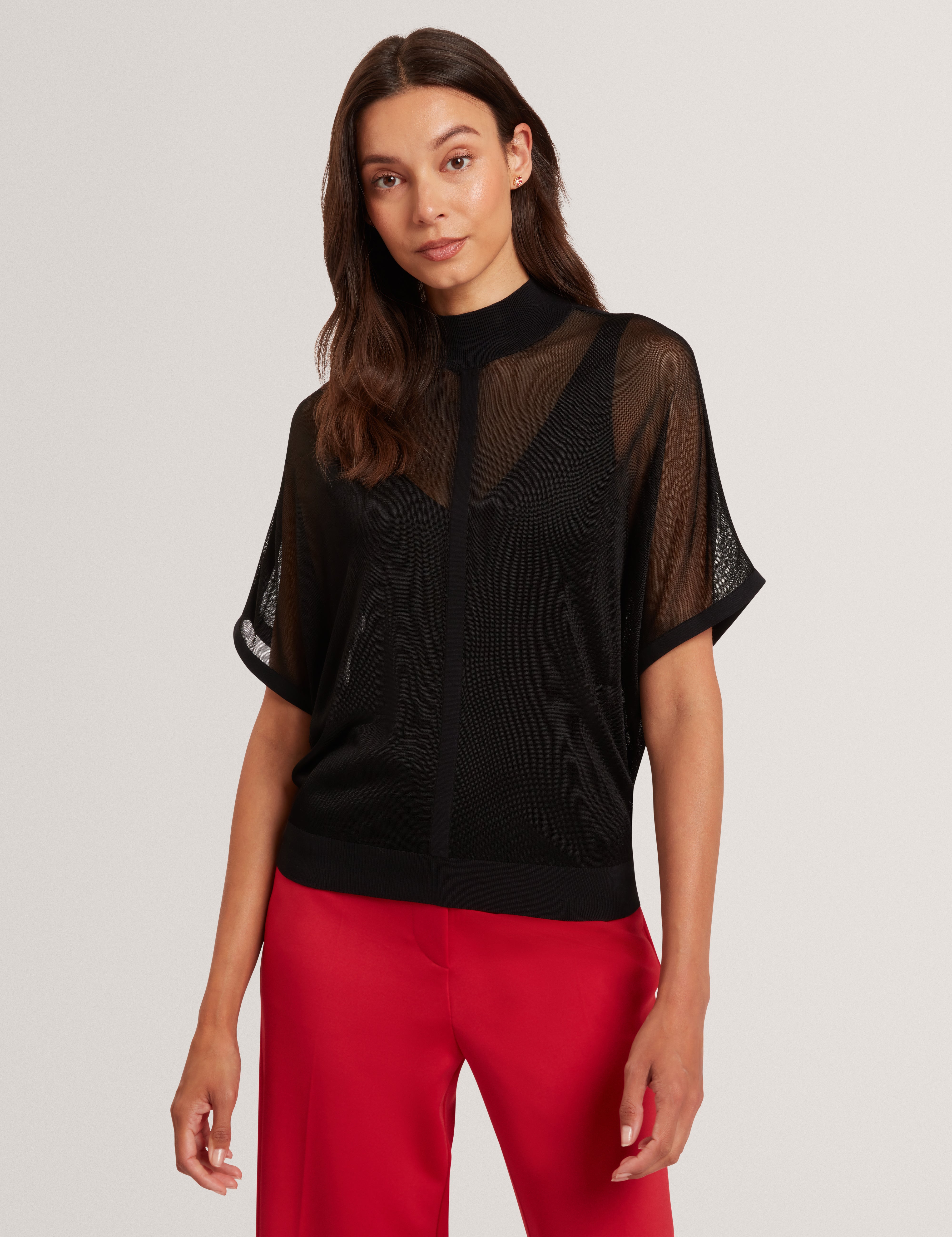 IBISSA: Knitted Top with Sheer Detailing