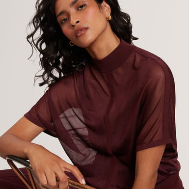 IBISSA: Knitted Top with Sheer Detailing