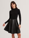 MILIOA: Mini Dress With Faux Leather Skirt