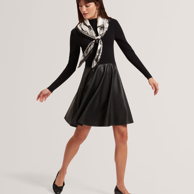 MILIOA: Mini Dress With Faux Leather Skirt