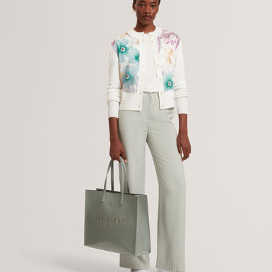 VARRLA: Printed Woven Front Cardigan