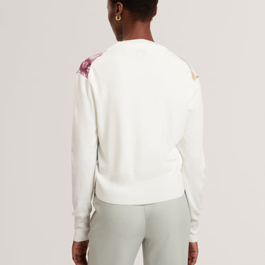 VARRLA: Printed Woven Front Cardigan