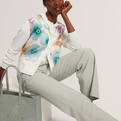 VARRLA: Printed Woven Front Cardigan