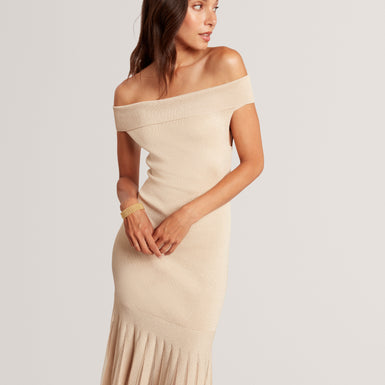 RYLLA: Off The Shoulder Knitted Maxi Dress