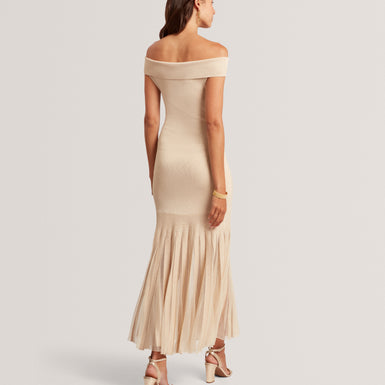 RYLLA: Off The Shoulder Knitted Maxi Dress