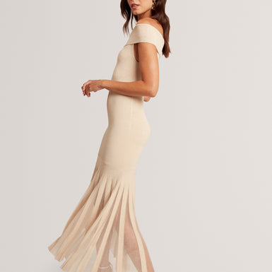 RYLLA: Off The Shoulder Knitted Maxi Dress