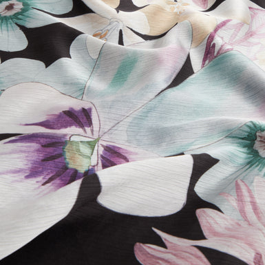 DEMITA: Printed Short Sleeve Draped Neck Midi Dr