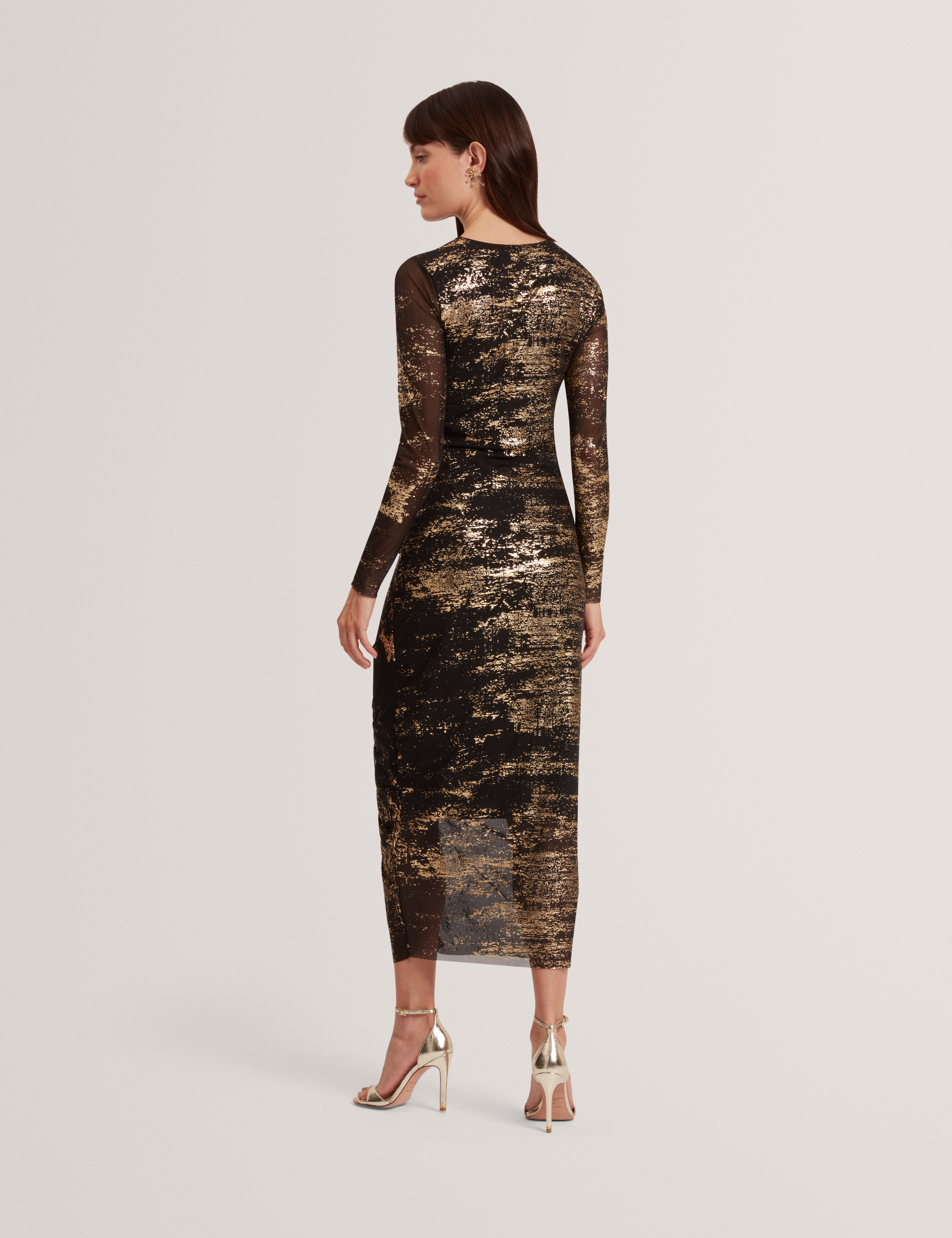 NOHAA: Foil Printed Long Sleeve Mesh Bodycon Dress Poseidon Brands (Pty) Ltd NOHAA: Foil Printed Long Sleeve Mesh Bodycon Dress Poseidon Brands (Pty) Ltd