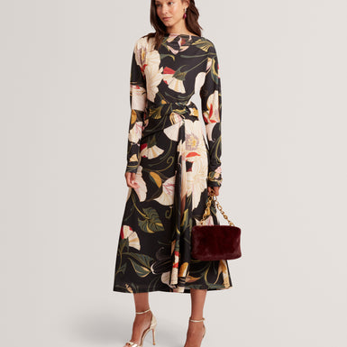 LAWRIA: Print Wrap Midi Dress