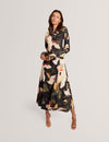 LAWRIA: Print Wrap Midi Dress