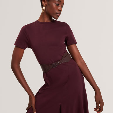 FUUSIA: Jersey Panelled Short Sleeve Midi Dress