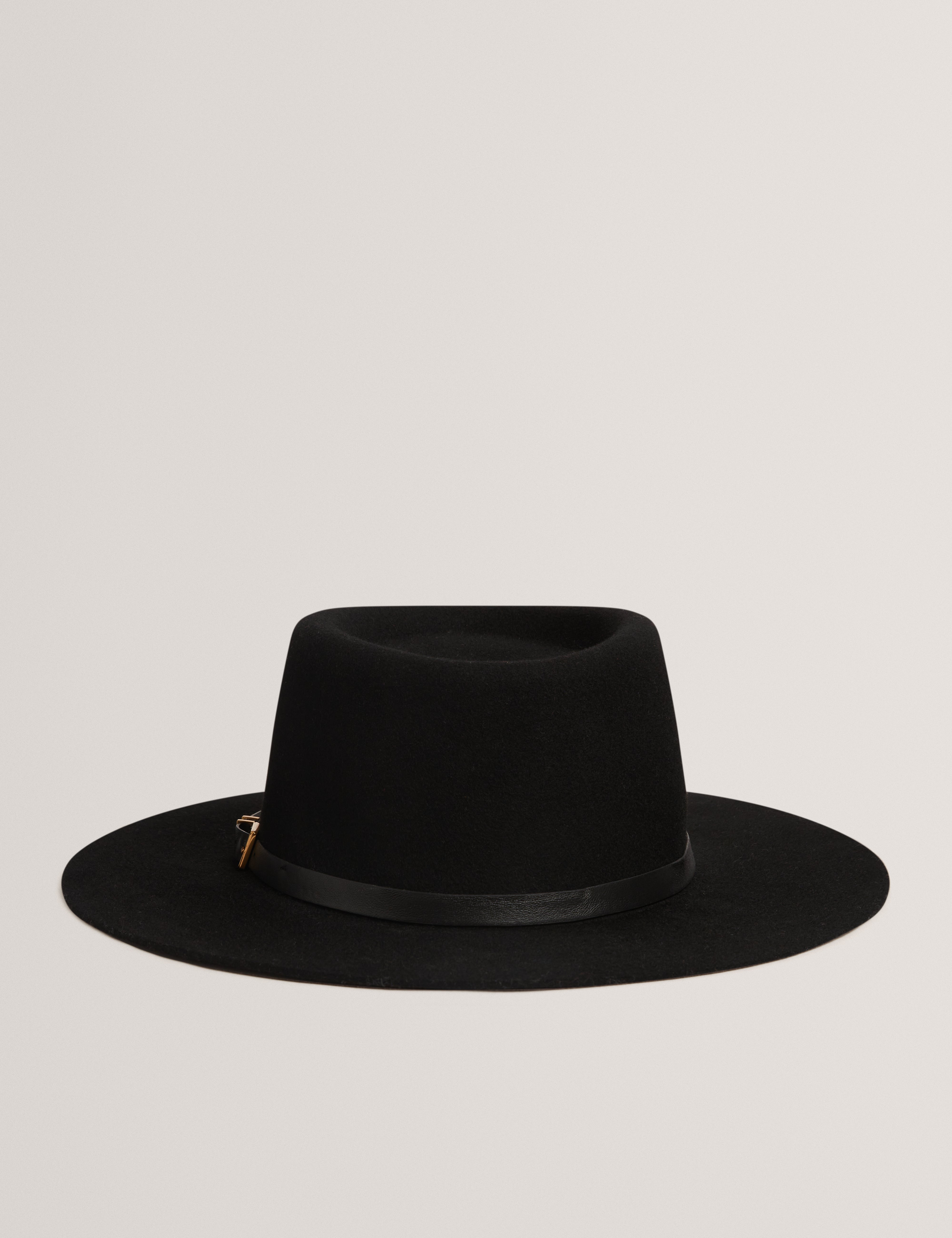 JILLLI: Buckle Detail Wool Blend Felt Hat