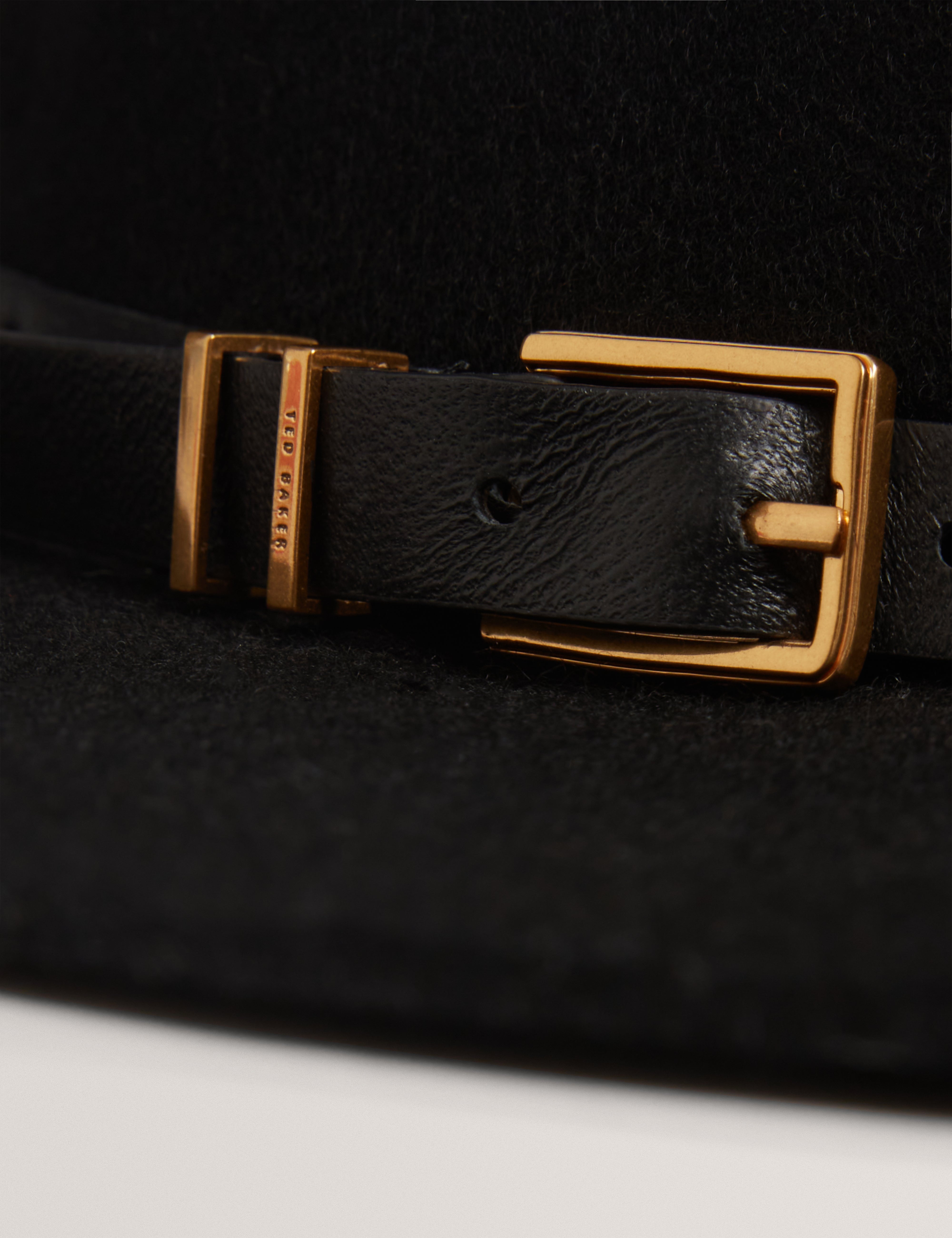 JILLLI: Buckle Detail Wool Blend Felt Hat