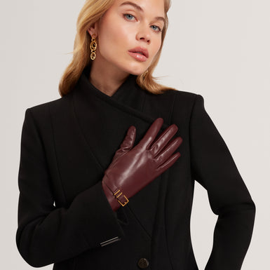 JILLLA: Buckle Detail Leather Gloves