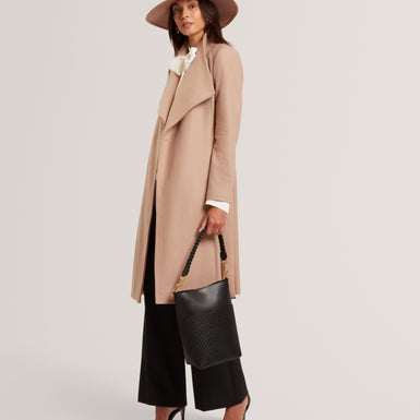 ROSE: Mid Length Belted Wool Wrap Coat