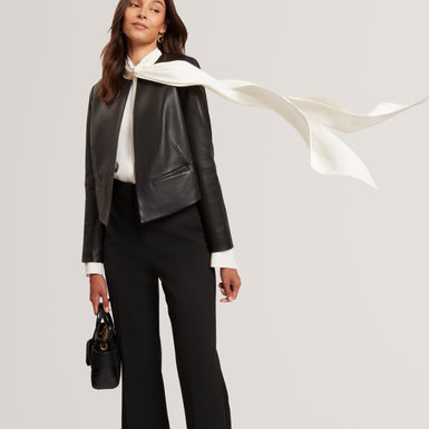 RESSIA: Long Sleeve Blouse With Neck Tie