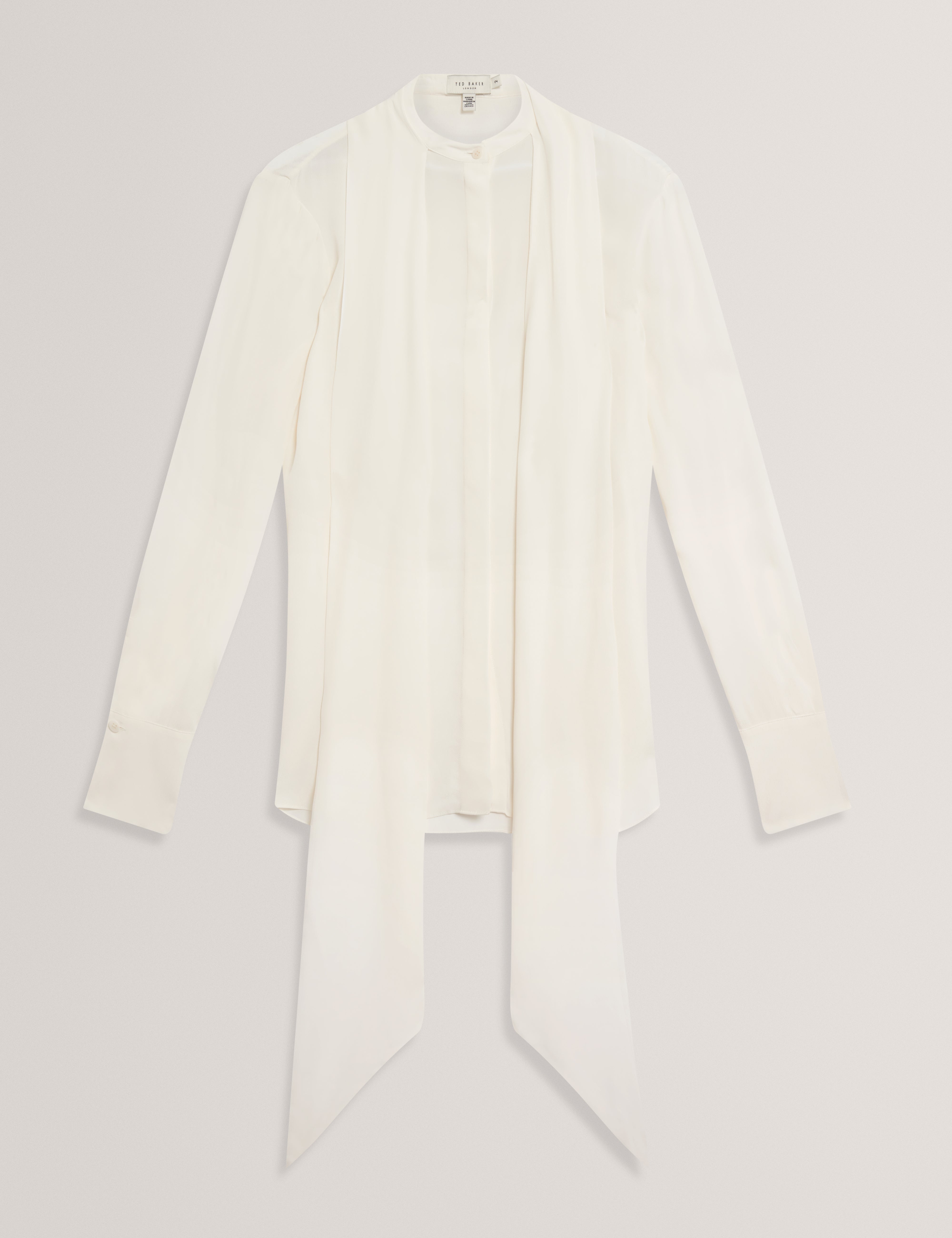 RESSIA: Long Sleeve Blouse With Neck Tie