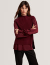 CAYCEY: Woven Sleeve Knitted Jumper