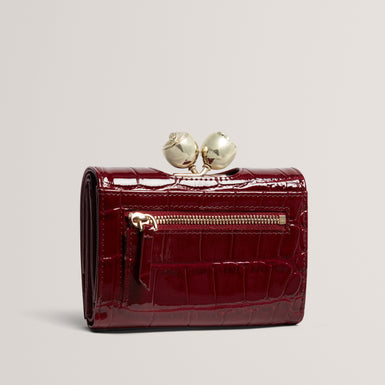 VALRIAA: Croc Effect Small Rose Bobble Purse