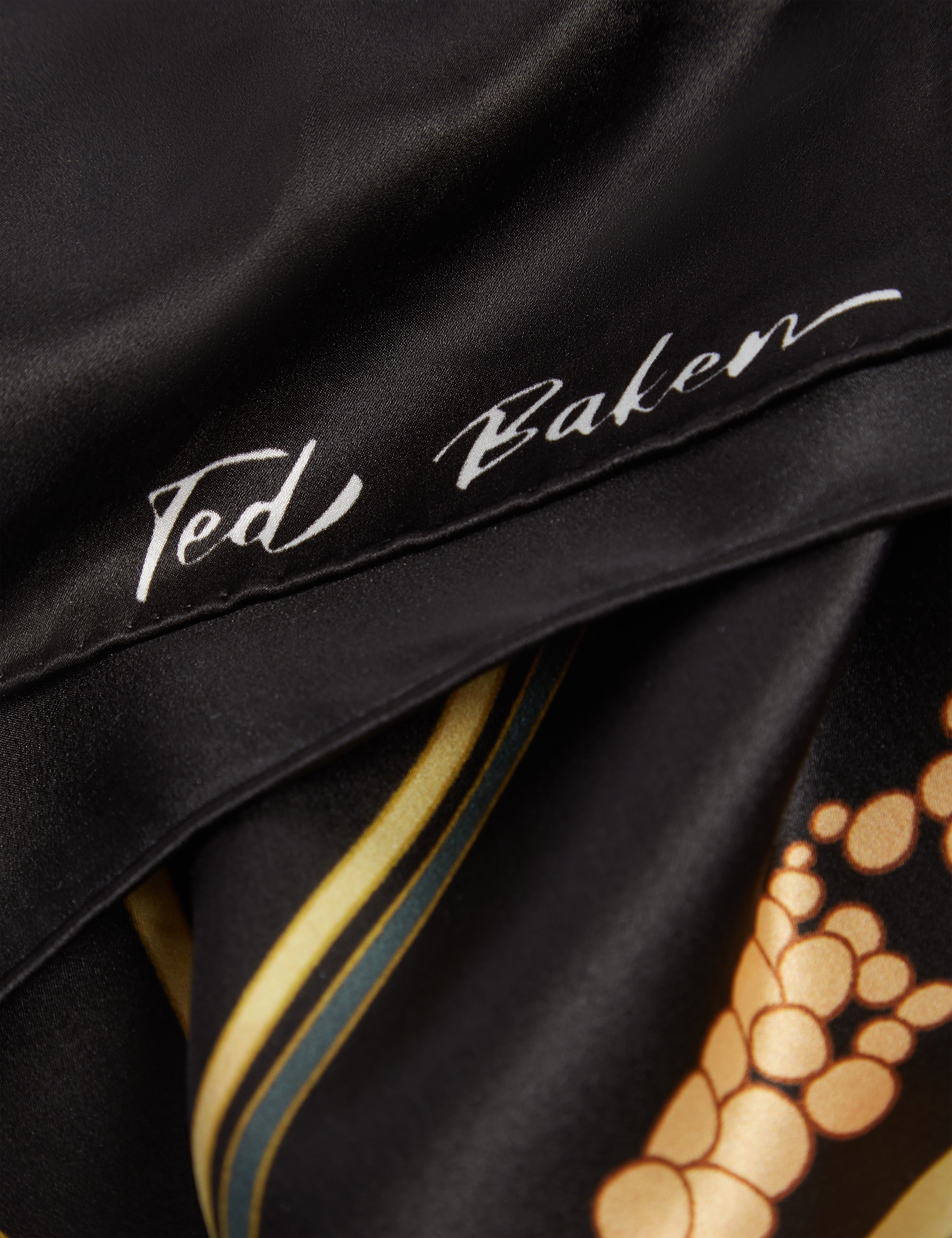 FLAIIR: Floral Swirl Print Long Silk Scarf