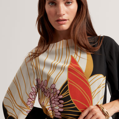 CAMMELI: Long Sleeve Printed Maxi Dress