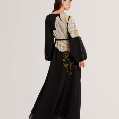 CAMMELI: Long Sleeve Printed Maxi Dress