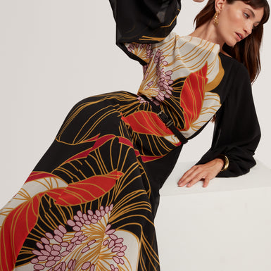 CAMMELI: Long Sleeve Printed Maxi Dress
