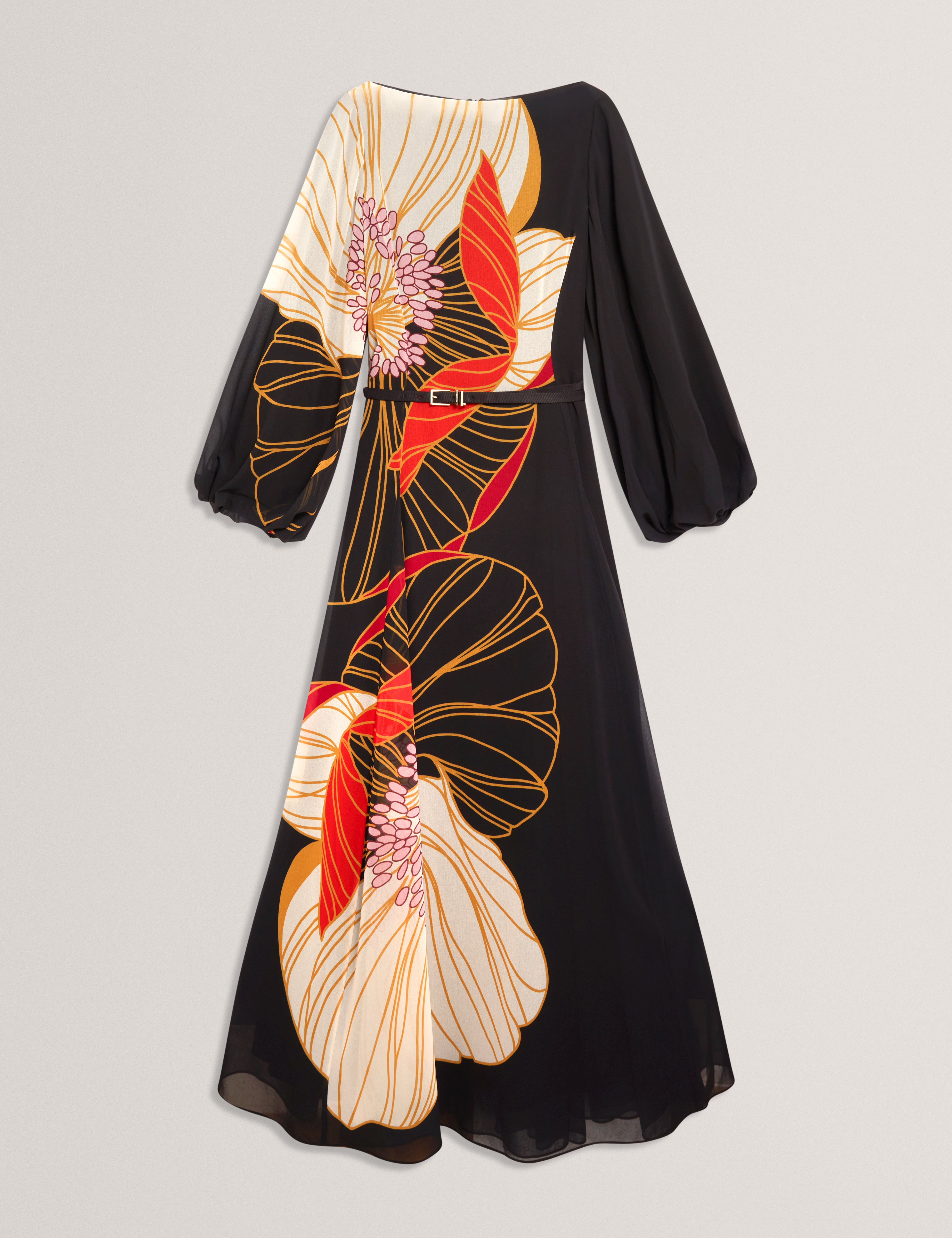 CAMMELI: Long Sleeve Printed Maxi Dress