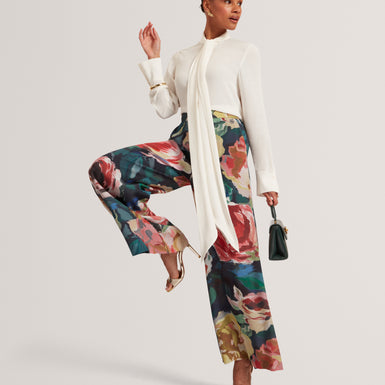 OPULENA: Printed Wide Leg Trouser