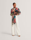 ARAGA: Tie Neck Printed Long Sleeve Shirt