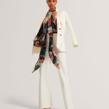 ARAGA: Tie Neck Printed Long Sleeve Shirt