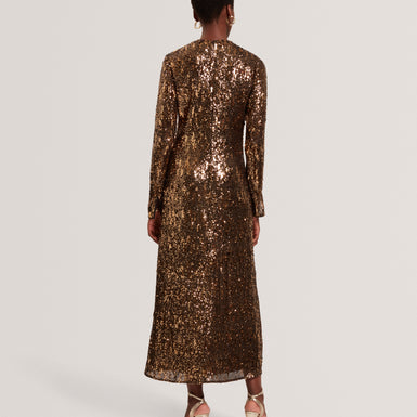 JADEAA: Sequinned Long Sleeve Midi Dress