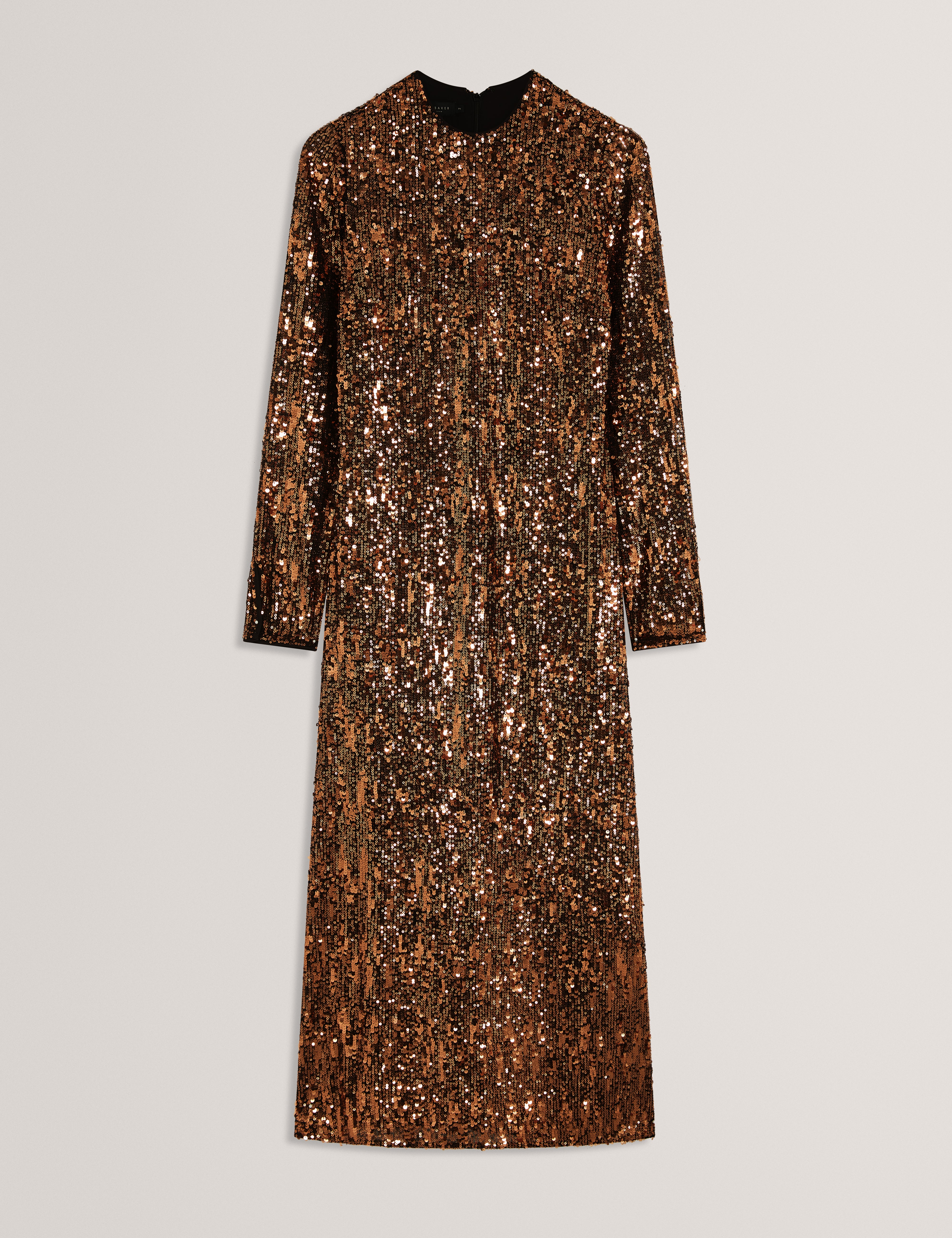 JADEAA: Sequinned Long Sleeve Midi Dress