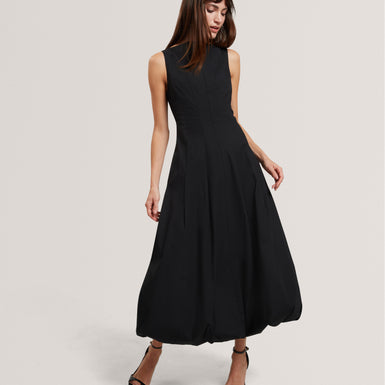HAZZIA: Seam Detail Bubble Hem Midi Dress