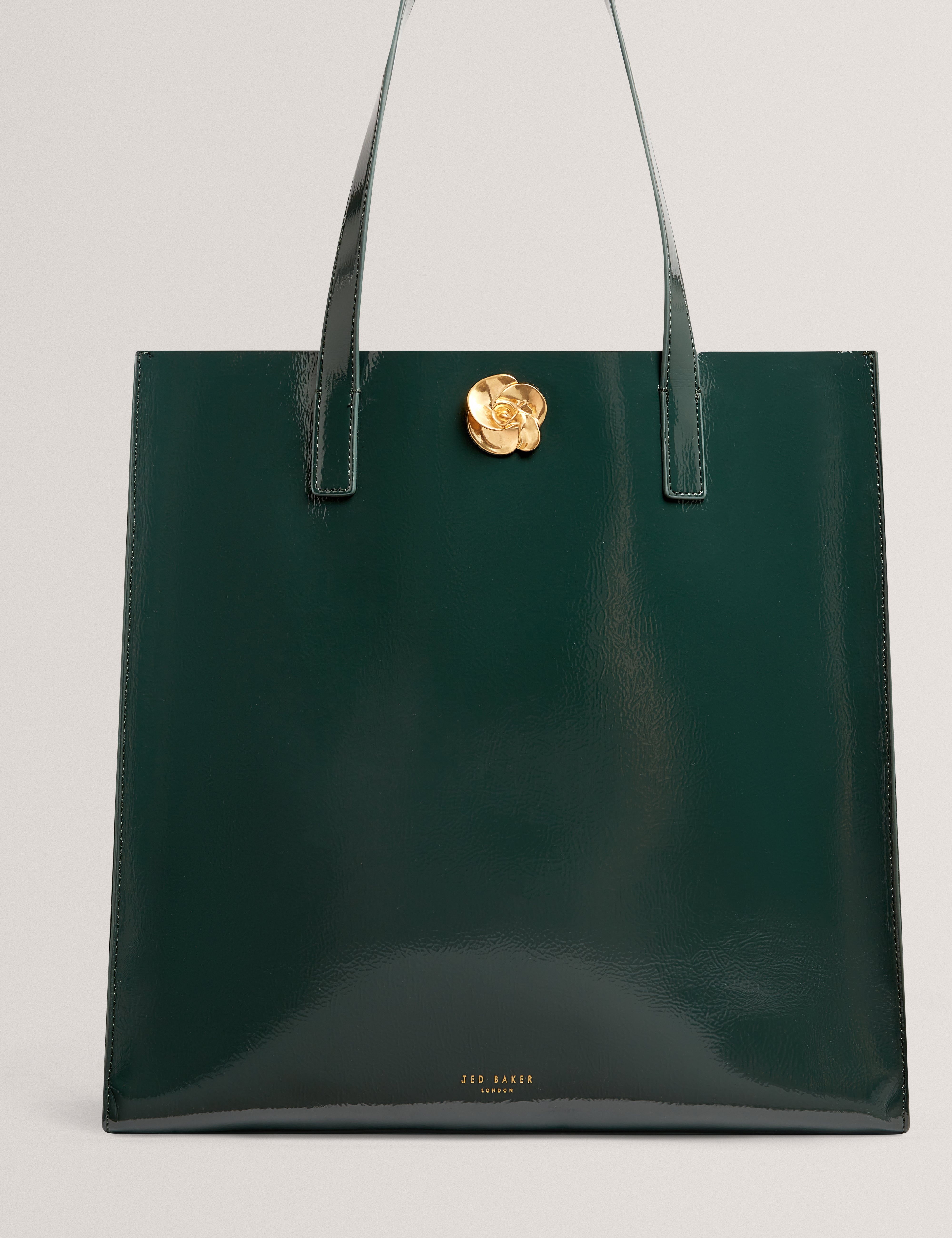 ROSENNI: Rose Detail Crinkle Large Tote Bag