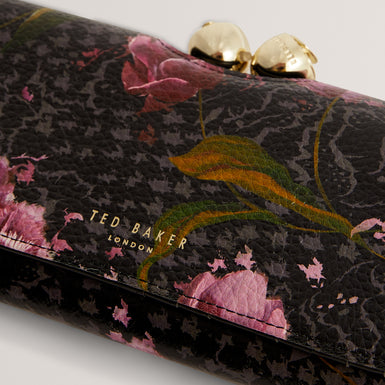 TALANA: Printed Floral Large Leather Bobble Purse