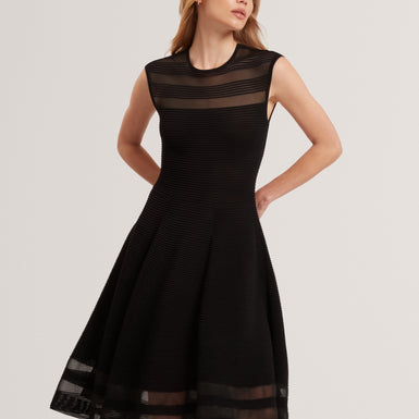 SUUSAAN: Knitted Skater Dress With Invisible Pane