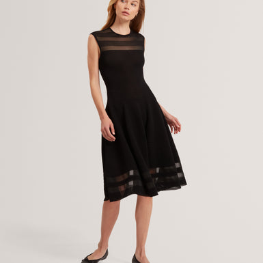 SUUSAAN: Knitted Skater Dress With Invisible Pane