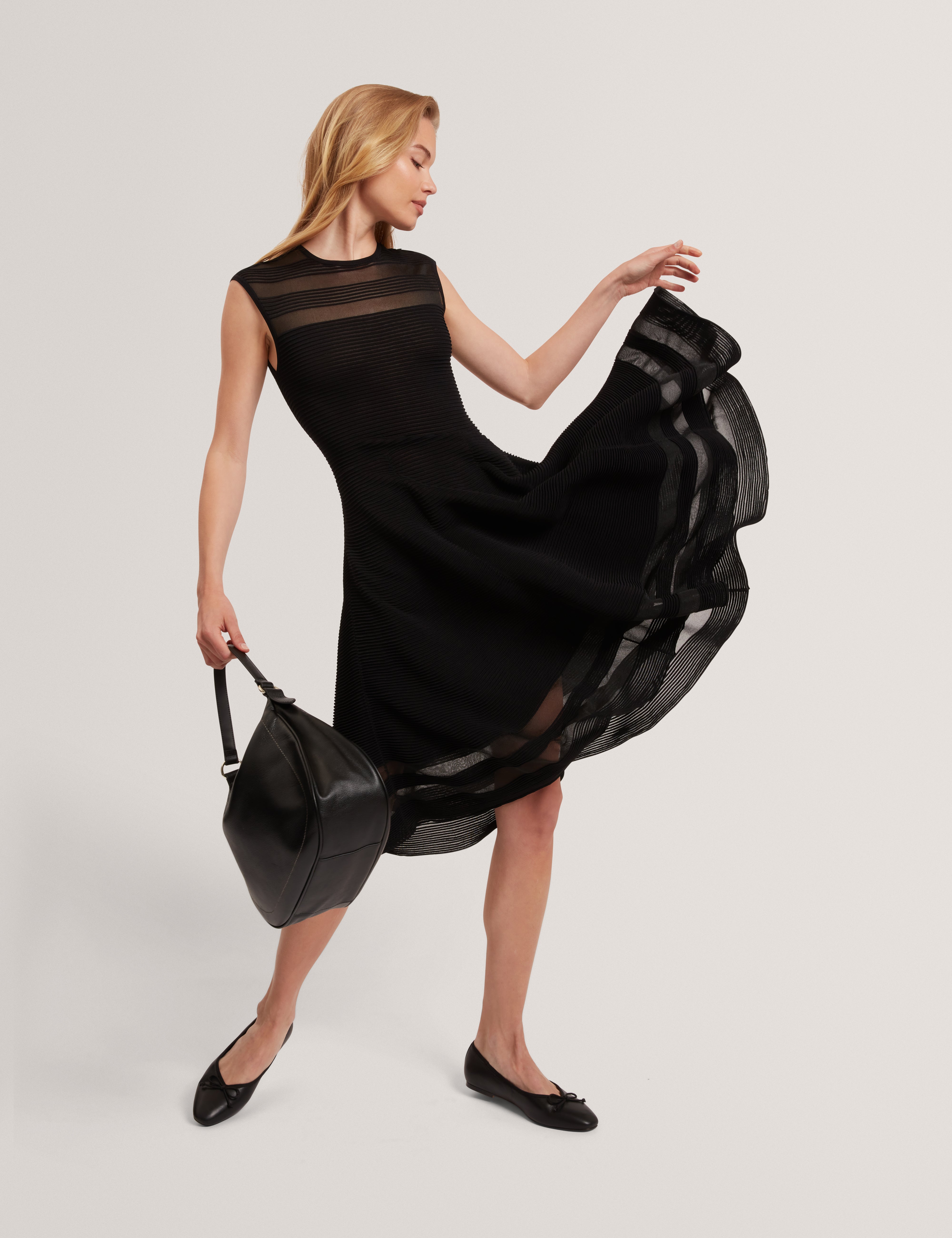 SUUSAAN: Knitted Skater Dress With Invisible Pane