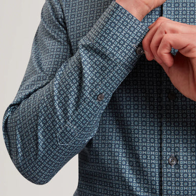 CAYLAXE: Slim Fit Geo Print Shirt