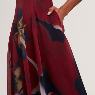 LAYNIA: Printed Seam Detail Bubble Hem Midi Dress